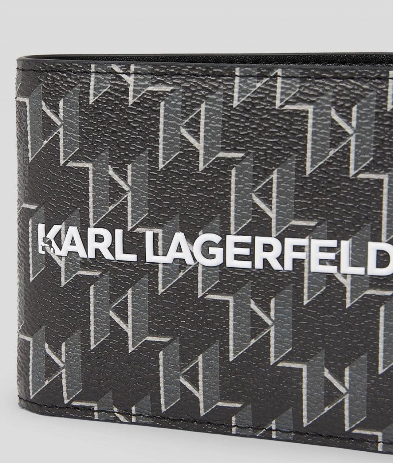 Portfel Męskie Karl Lagerfeld K/MONOGRAM KLASSIK BI-FOLD Czarne | PL QZ3496