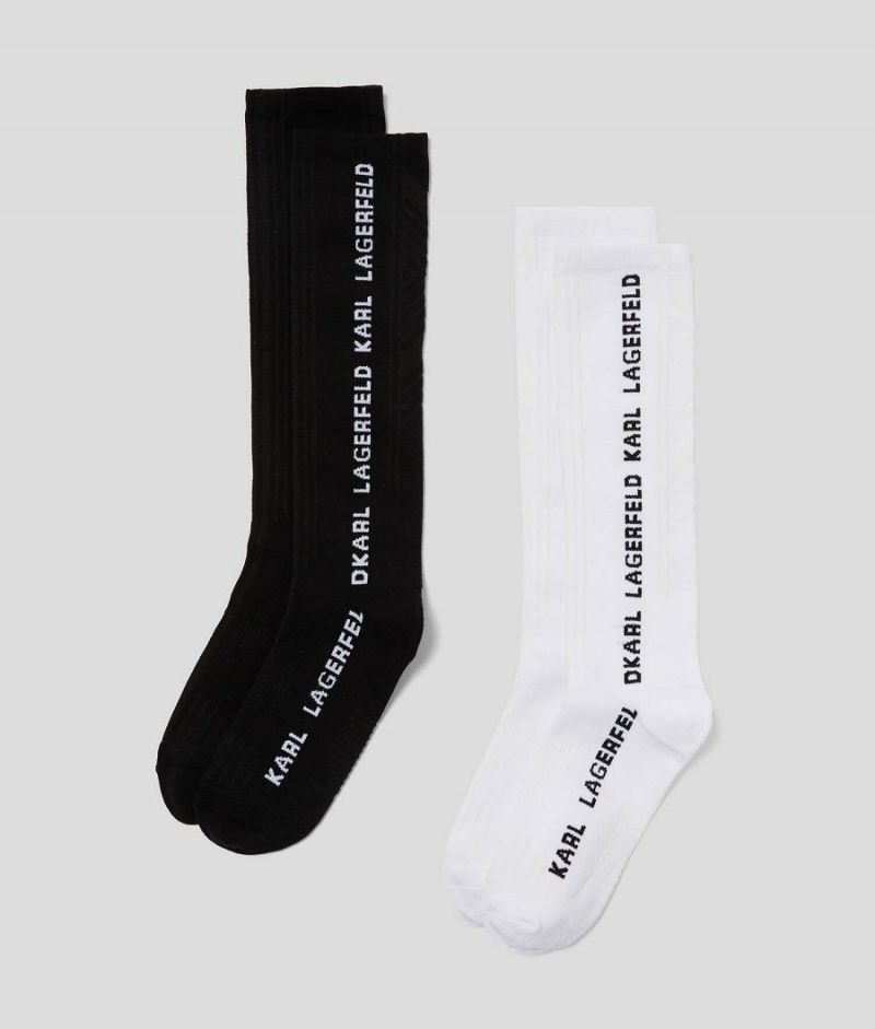 Skarpetki Damskie Karl Lagerfeld CLASSIC LONG SOCKS – 2 PACK Czarne | PL IS2631