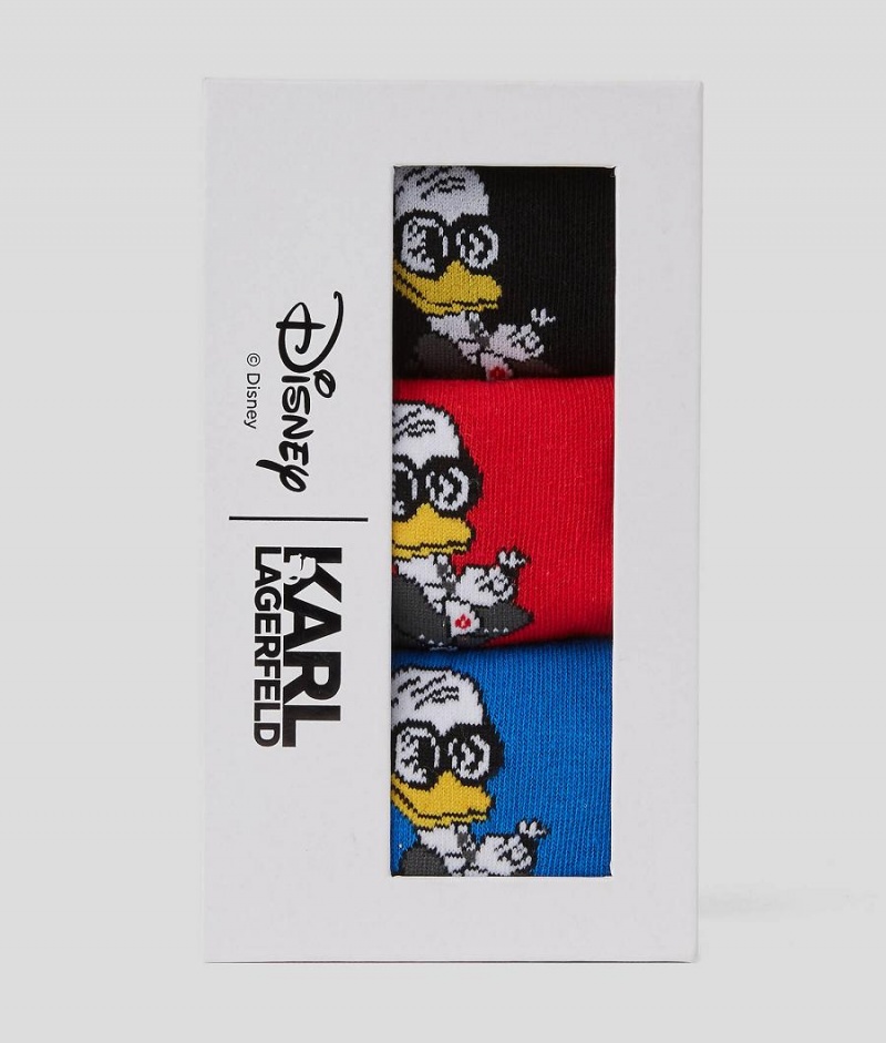 Skarpetki Męskie Karl Lagerfeld DISNEY x SOCKS – 3 PACK Czerwone Niebieskie Czarne | PL HK3975