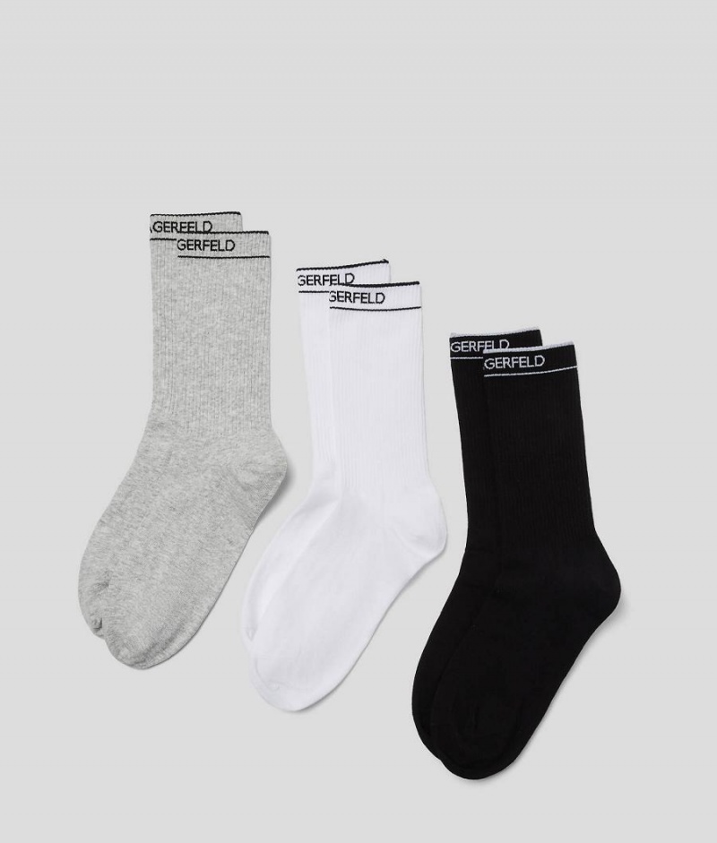 Skarpetki Męskie Karl Lagerfeld K/ESSENTIAL SOCKS – 3 PACK Czarne Białe Szare | PL SO3946