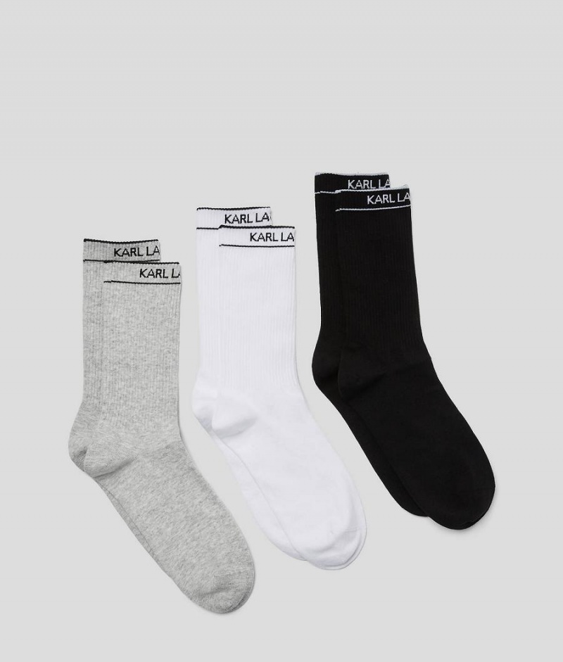 Skarpetki Męskie Karl Lagerfeld K/ESSENTIAL SOCKS – 3 PACK Czarne Białe Szare | PL SO3946