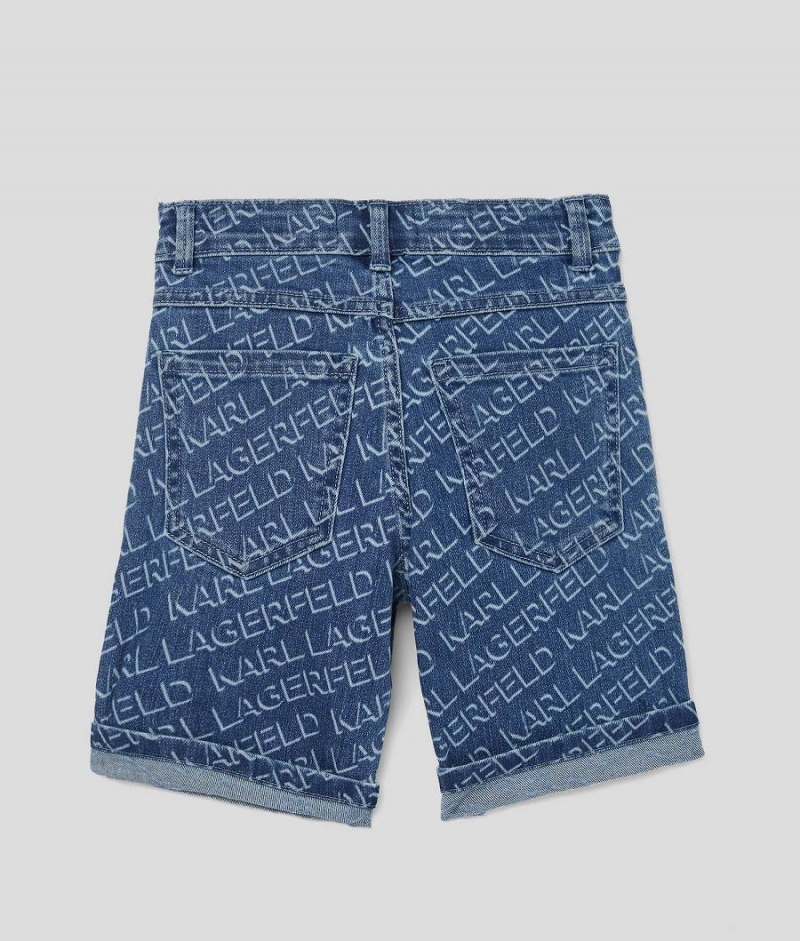 Spodenki Dziecięce Karl Lagerfeld DIAGONAL LOGO DENIM Niebieskie | PL GL4081