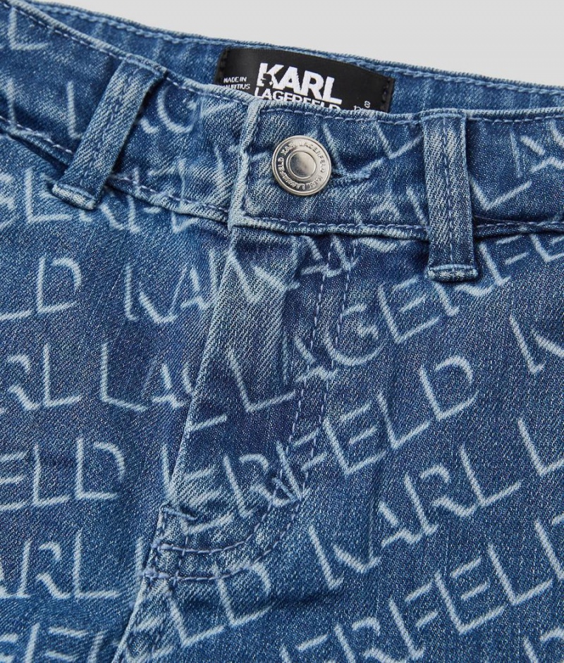 Spodenki Dziecięce Karl Lagerfeld DIAGONAL LOGO DENIM Niebieskie | PL GL4081