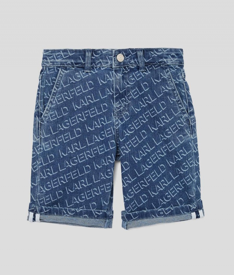 Spodenki Dziecięce Karl Lagerfeld DIAGONAL LOGO DENIM Niebieskie | PL GL4081