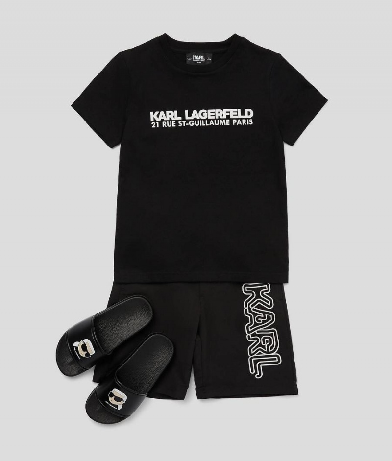 Spodenki Dziecięce Karl Lagerfeld Logo Swim Czarne | PL FM4082