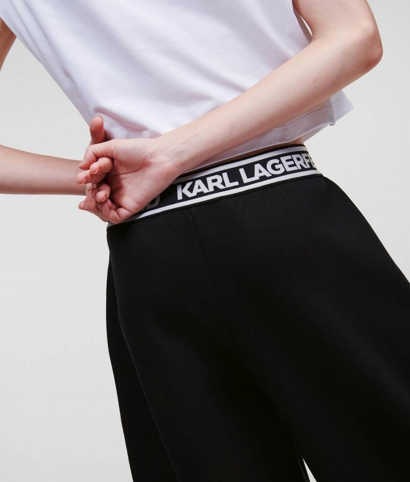 Spodnie Damskie Karl Lagerfeld LOGO CULOTTES Czarne | PL AP2885