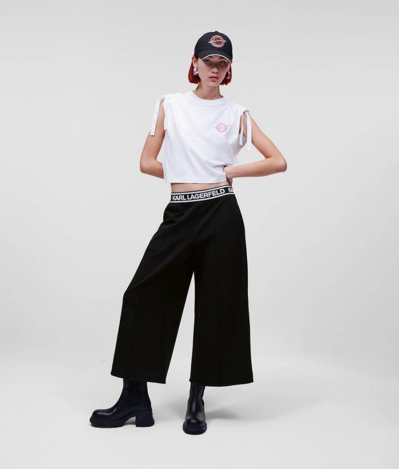 Spodnie Damskie Karl Lagerfeld LOGO CULOTTES Czarne | PL AP2885