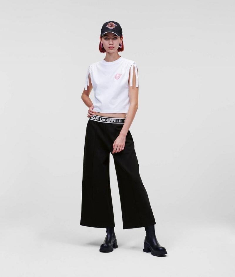 Spodnie Damskie Karl Lagerfeld LOGO CULOTTES Czarne | PL AP2885