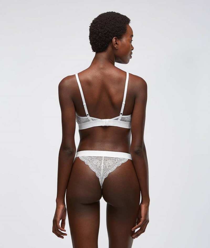 Staniki Damskie Karl Lagerfeld KEYHOLE LACE BRALETTE Białe | PL XF3159