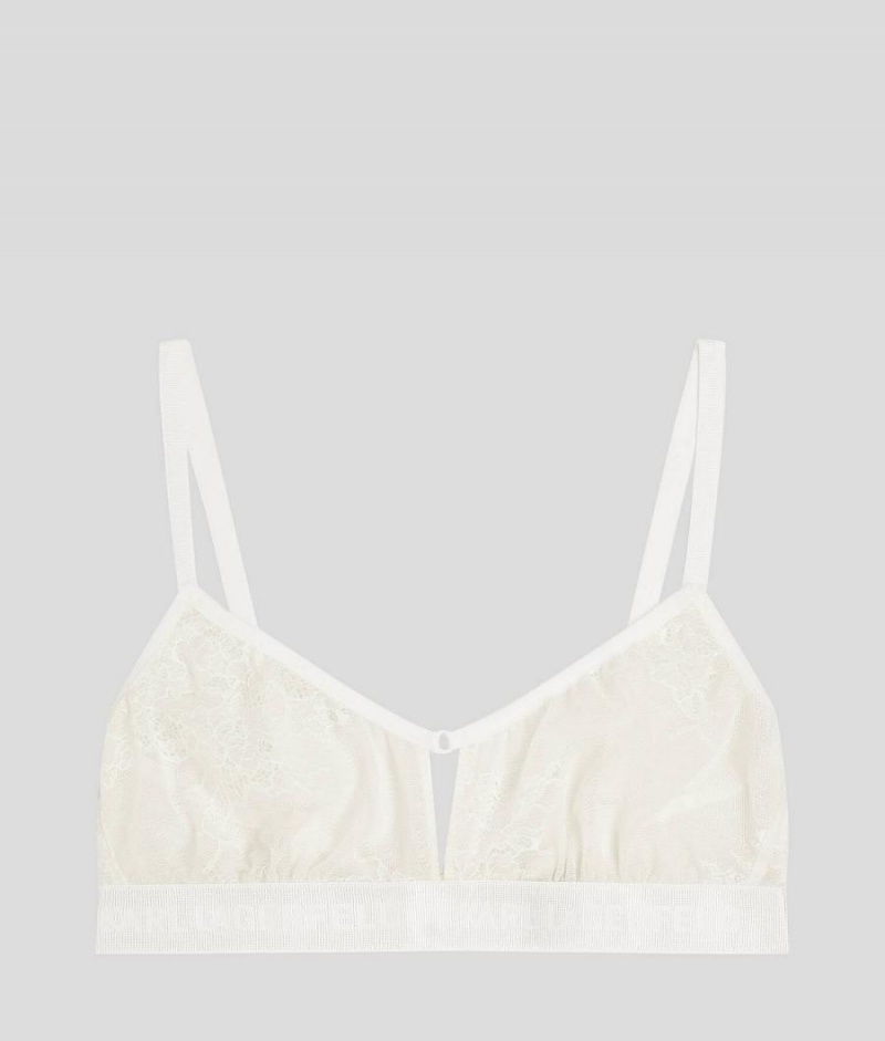 Staniki Damskie Karl Lagerfeld KEYHOLE LACE BRALETTE Białe | PL XF3159