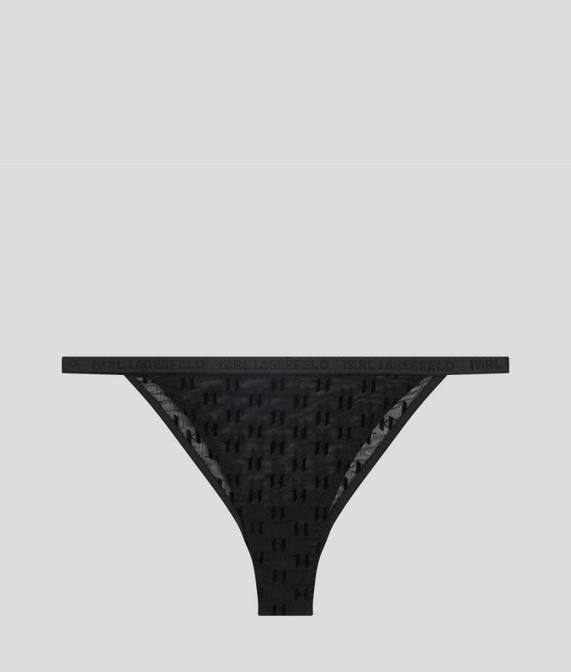 Staniki Damskie Karl Lagerfeld KL MONOGRAM BRAZILIAN BRIEF Czarne | PL VD3157