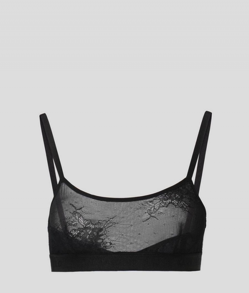 Staniki Damskie Karl Lagerfeld LACE BRALETTE Czarne | PL TV3131