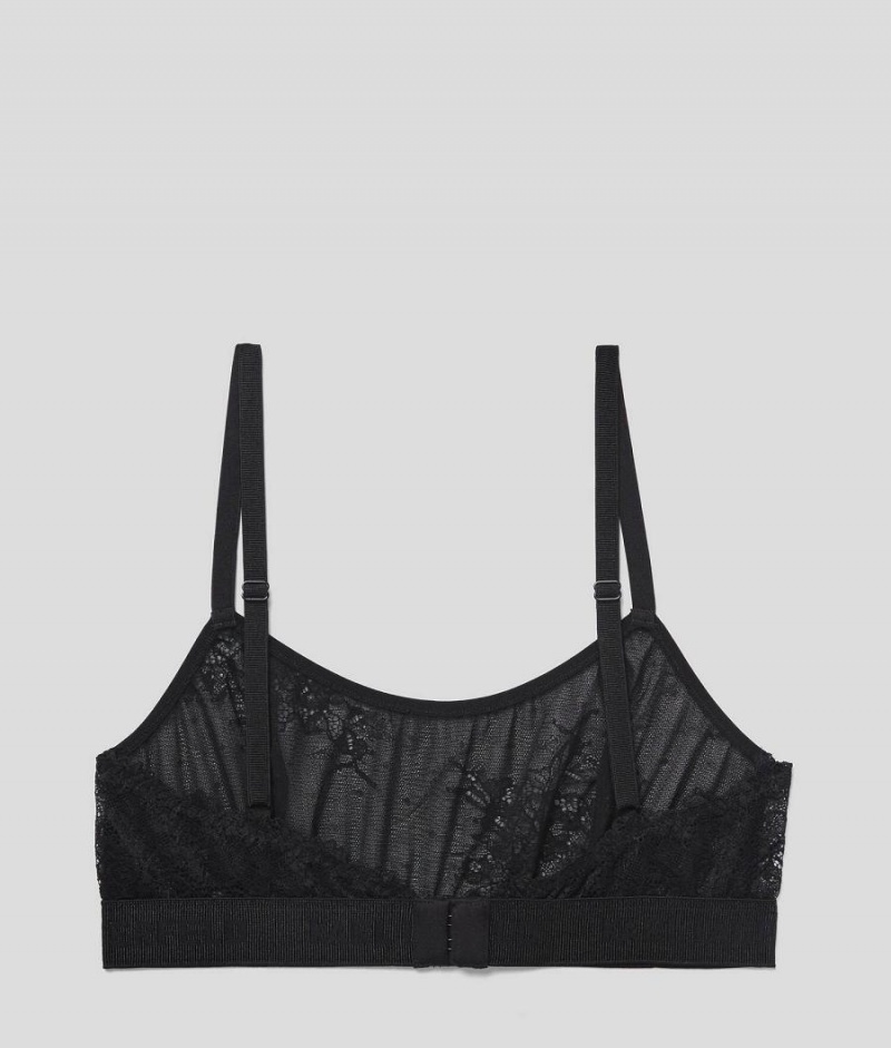 Staniki Damskie Karl Lagerfeld LACE BRALETTE Czarne | PL TV3131