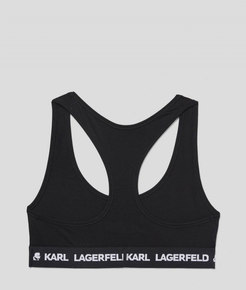 Staniki Damskie Karl Lagerfeld LOGO SPORTS Czarne | PL WY3134