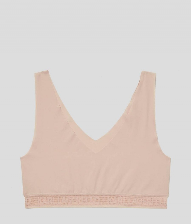 Staniki Damskie Karl Lagerfeld ULTRA-LIGHT LOGO BRALETTE Brązowe | PL FM3122