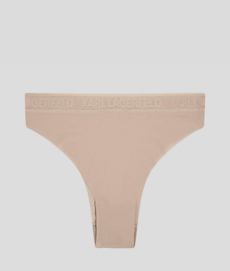 Staniki Damskie Karl Lagerfeld ULTRA-LIGHT BRAZILIAN BRIEFS Brązowe | PL KI3162