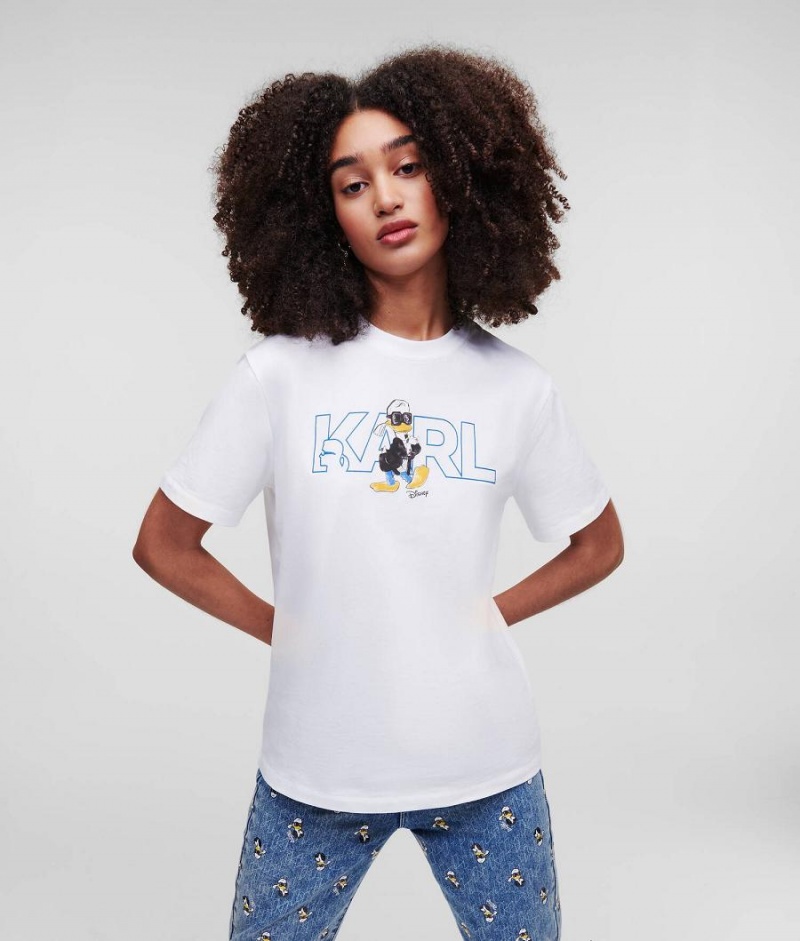 T-Shirts Damskie Karl Lagerfeld DISNEY x LOGO Białe | PL AP2717