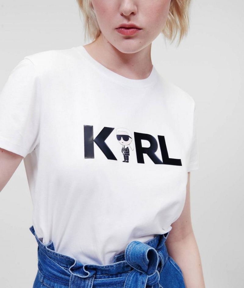 T-Shirts Damskie Karl Lagerfeld IKONIK LOGO Białe | PL IS2720