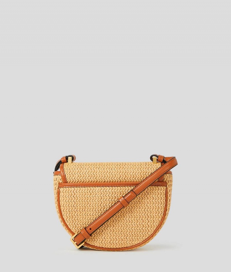 Torba Crossbody Damskie Karl Lagerfeld K/SIGNATURE SMALL RAFFIA SADDLE Beżowe Brązowe | PL NB2535