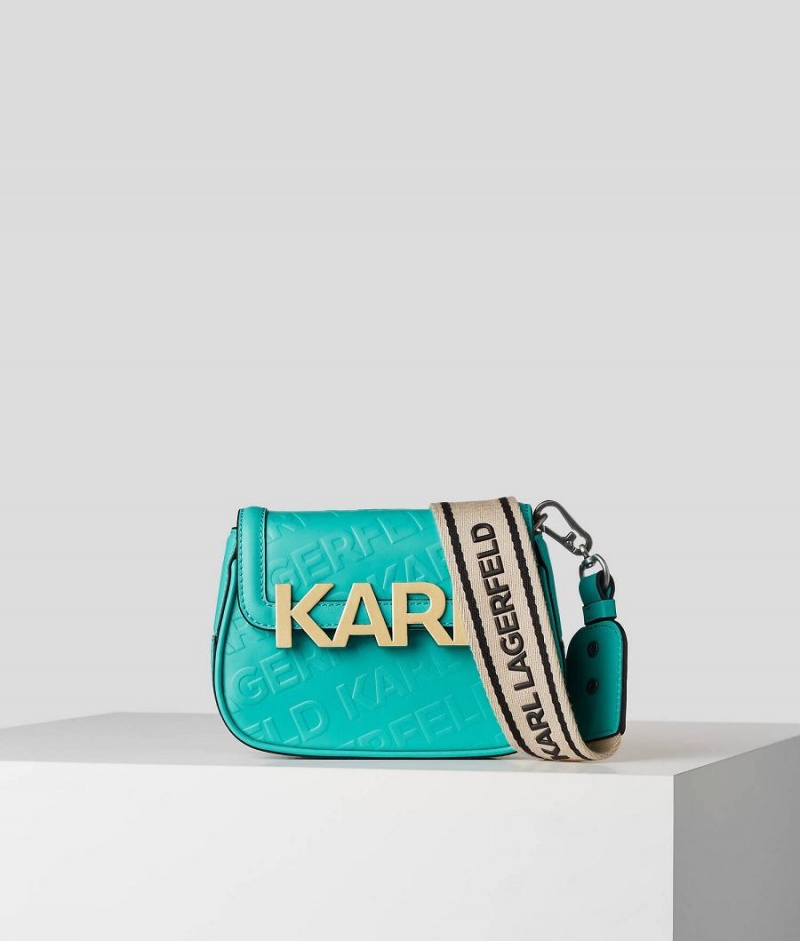 Torba Crossbody Damskie Karl Lagerfeld K/LETTERS EMBOSSED Aqua | PL DN2547