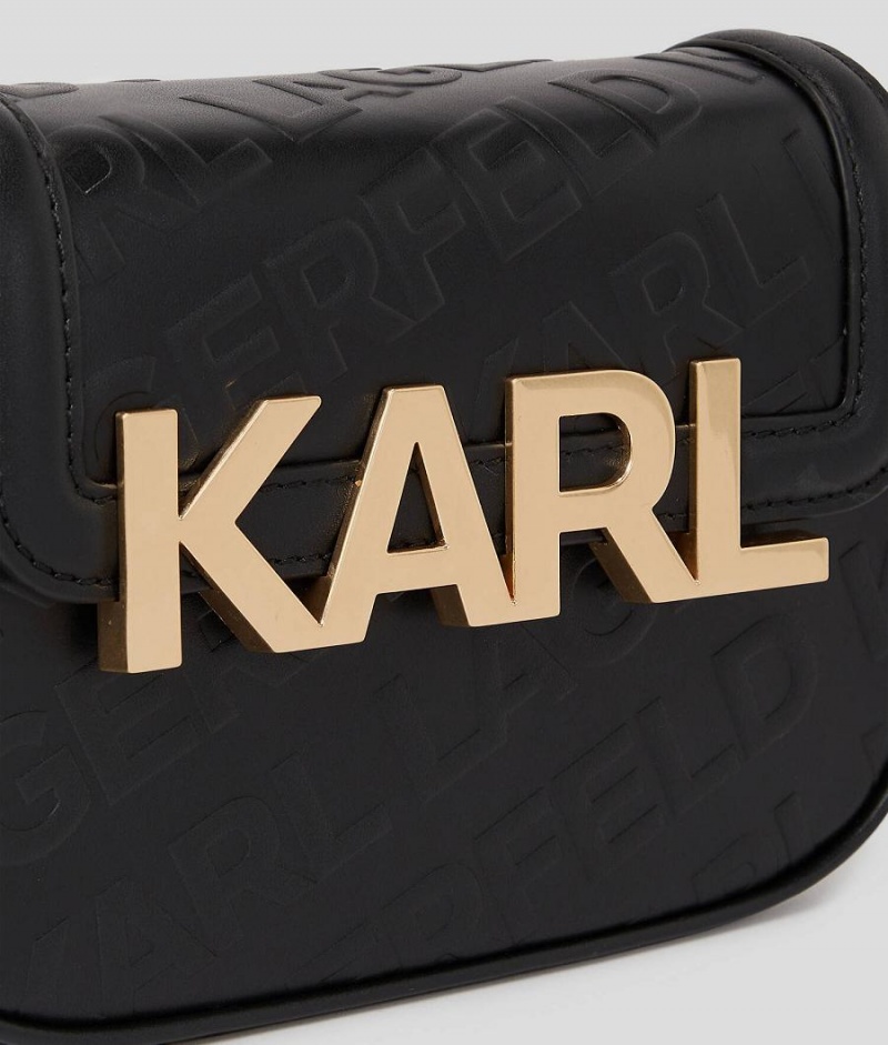 Torba Crossbody Damskie Karl Lagerfeld K/LETTERS EMBOSSED Czarne | PL WY2558