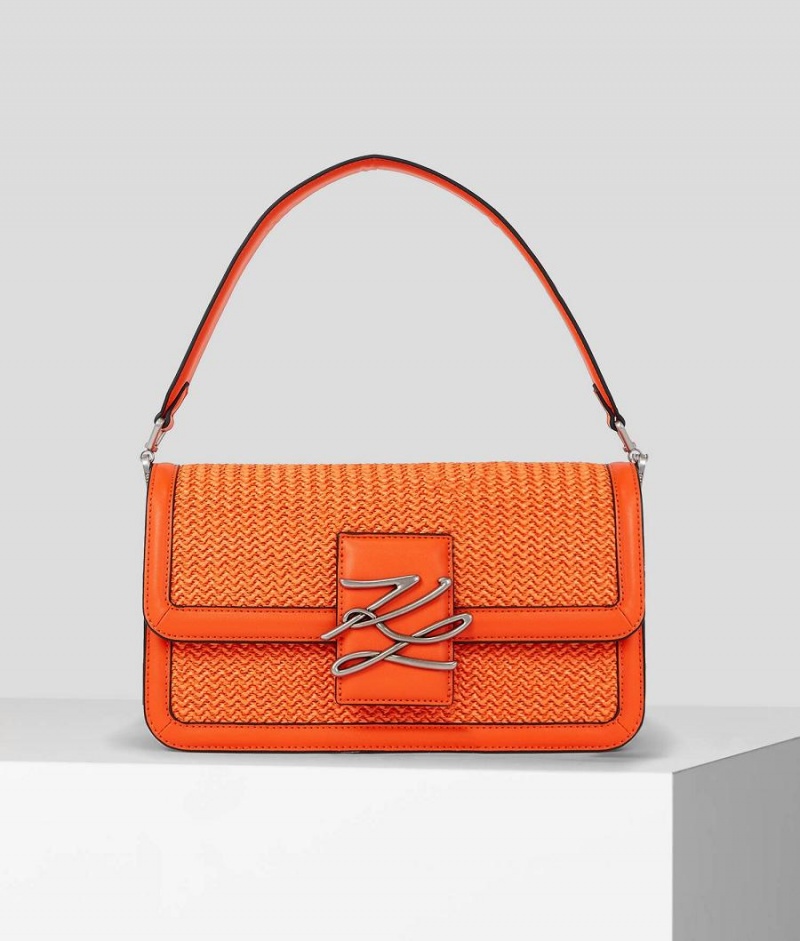 Torba na Ramię Damskie Karl Lagerfeld K/AUTOGRAPH RAFFIA Pomarańczowe | PL ZG2410