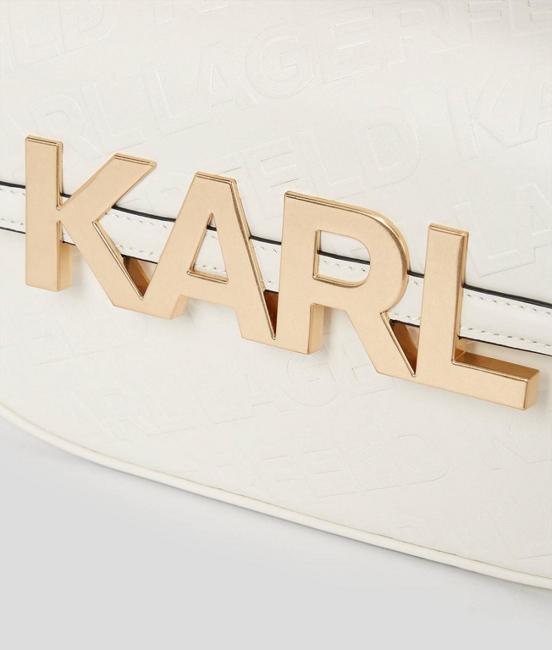 Torba na Ramię Damskie Karl Lagerfeld K/LETTERS EMBOSSED Białe | PL RW2400