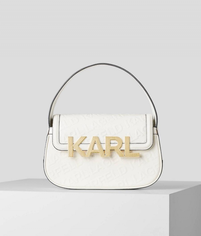 Torba na Ramię Damskie Karl Lagerfeld K/LETTERS EMBOSSED Białe | PL RW2400