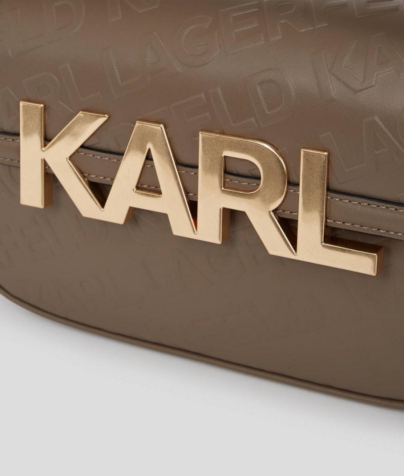 Torba na Ramię Damskie Karl Lagerfeld K/LETTERS EMBOSSED Szare Brązowe | PL NB2405