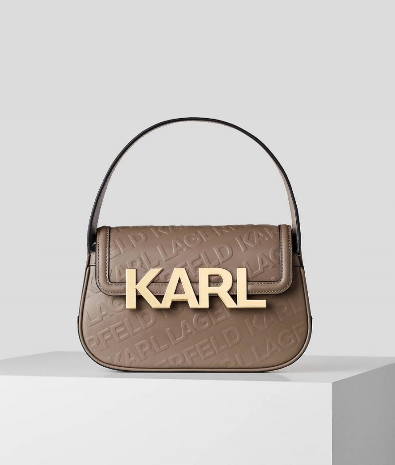 Torba na Ramię Damskie Karl Lagerfeld K/LETTERS EMBOSSED Szare Brązowe | PL NB2405