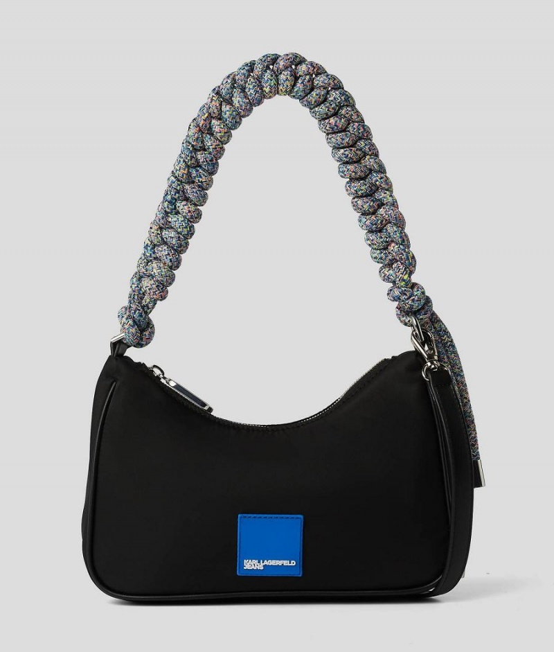 Torba na Ramię Damskie Karl Lagerfeld KLJ Small with Cord Paskiem Czarne | PL GL2389