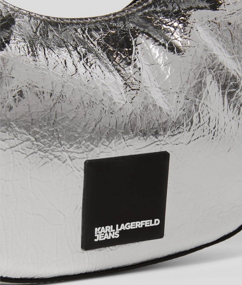 Torba na Ramię Damskie Karl Lagerfeld KLJ HALF-MOON METALLIC Srebrne | PL LH2437