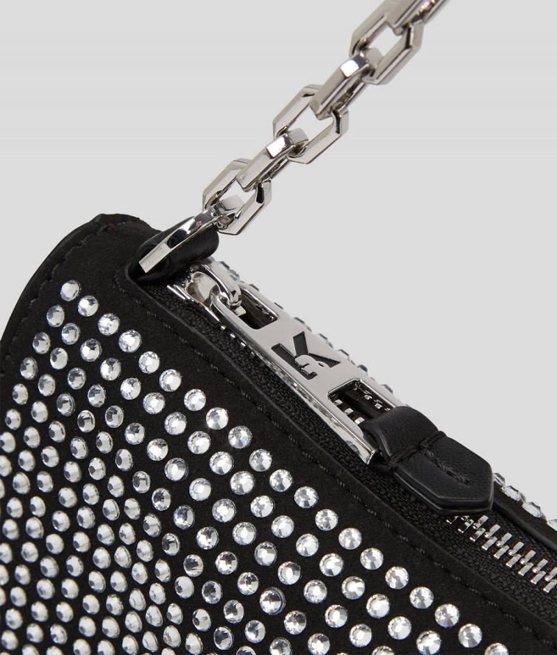 Torba na Ramię Damskie Karl Lagerfeld K/SEVEN ELEMENT RHINESTONE Czarne | PL MA2430