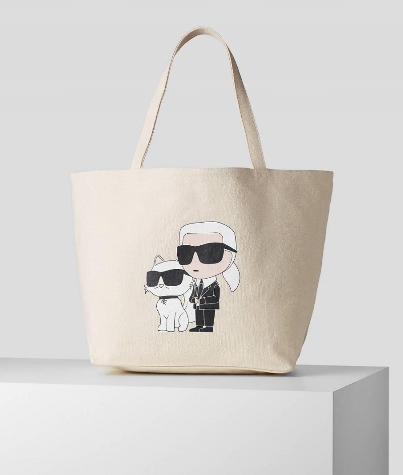 Torby Na Zakupy Damskie Karl Lagerfeld KL X THE MET IKONIK & CHOUPETTE Beżowe | PL AP2445