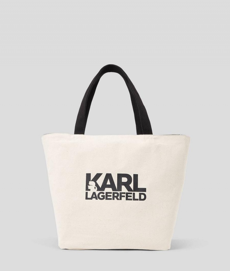 Torby Na Zakupy Damskie Karl Lagerfeld K/IKONIK REVERSIBLE CANVAS Czarne | PL IS2448