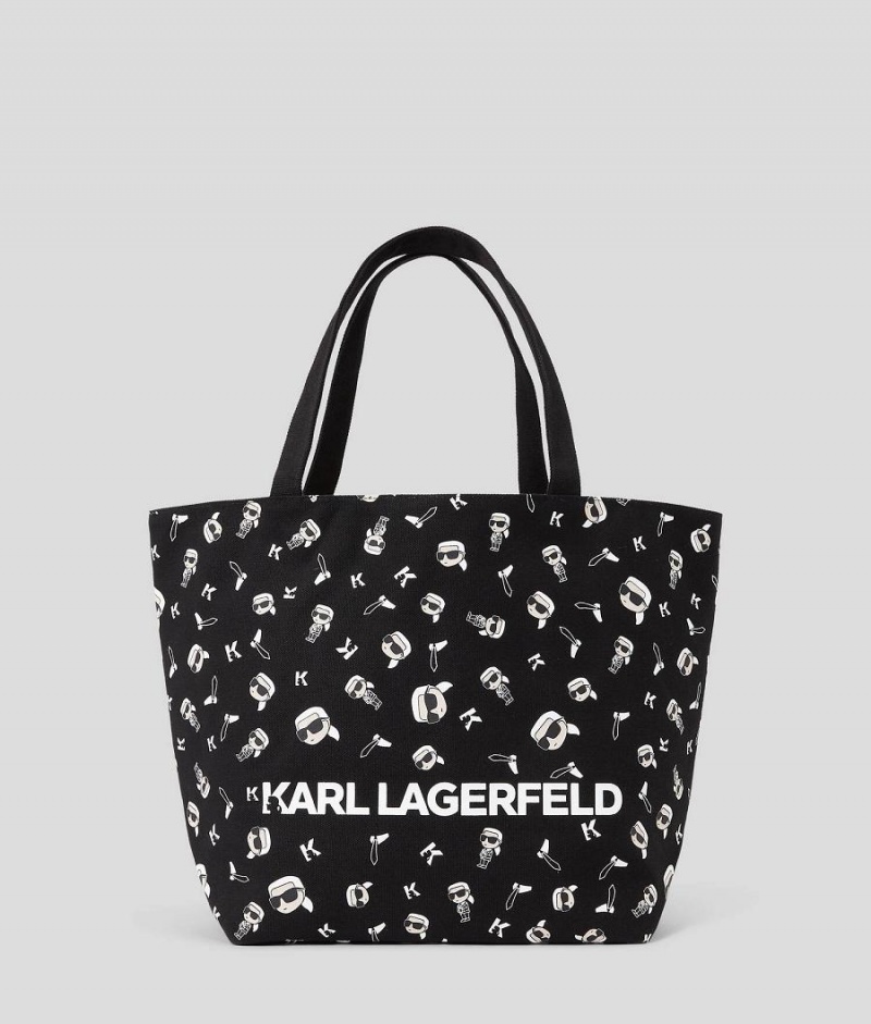 Torby Na Zakupy Damskie Karl Lagerfeld K/IKONIK REVERSIBLE CANVAS Czarne | PL IS2448