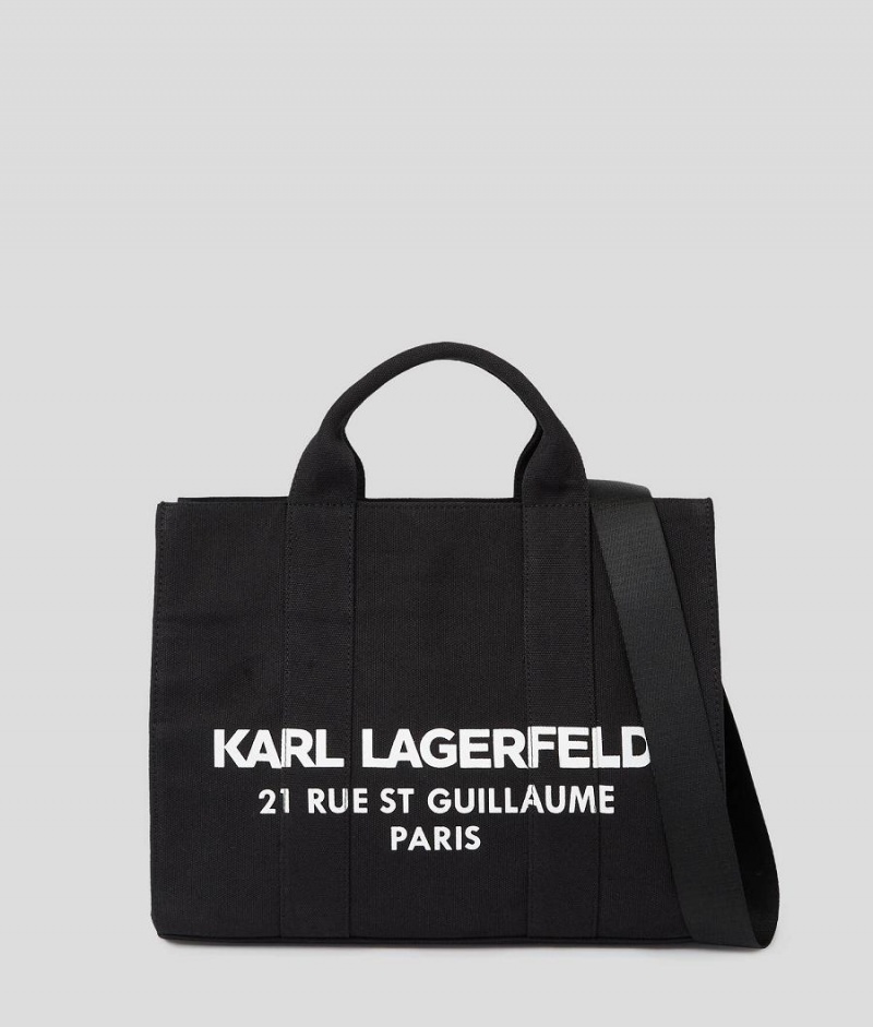 Torby Na Zakupy Damskie Karl Lagerfeld RUE ST-GUILLAUME SQUARE CANVAS Czarne | PL JJ2439