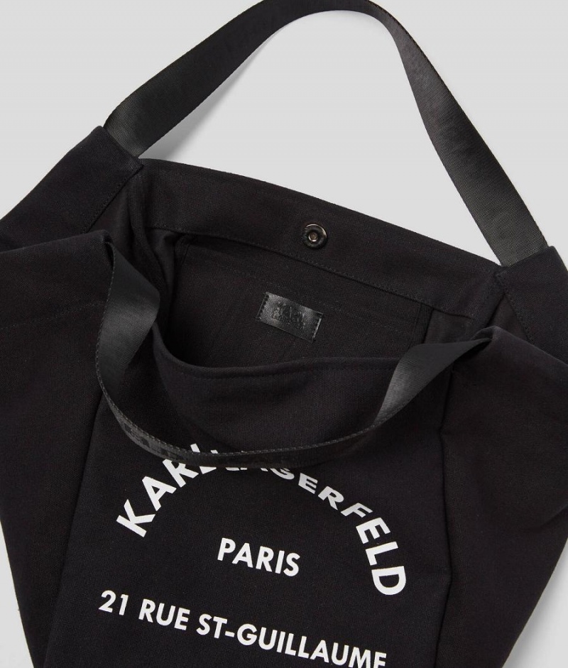 Torby Na Zakupy Damskie Karl Lagerfeld RUE ST-GUILLAUME CANVAS Czarne | PL FM2442