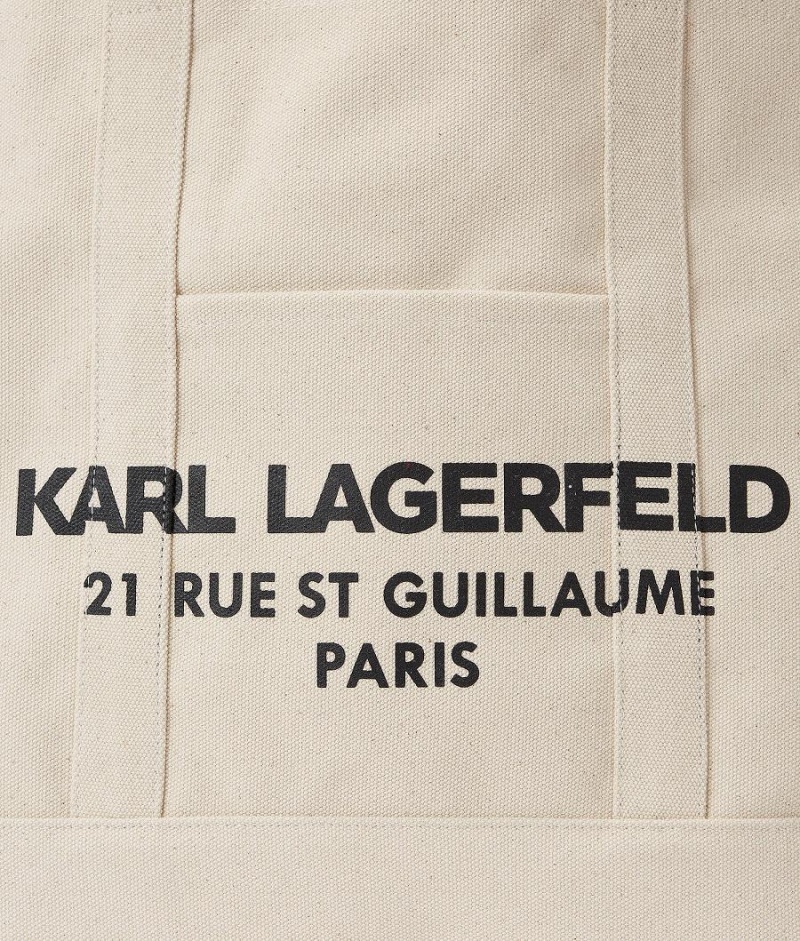 Torby Na Zakupy Damskie Karl Lagerfeld RUE ST-GUILLAUME EXTRA-LARGE CANVAS Beżowe | PL DN2443