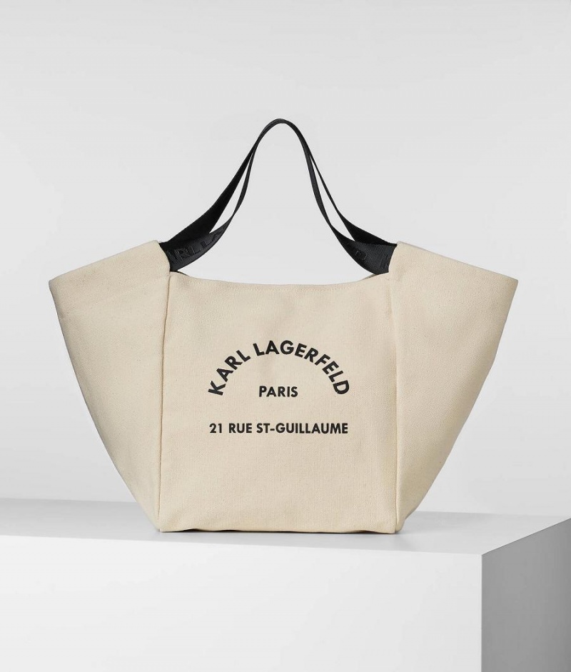 Torby Na Zakupy Damskie Karl Lagerfeld RUE ST-GUILLAUME CANVAS Beżowe | PL SO2444