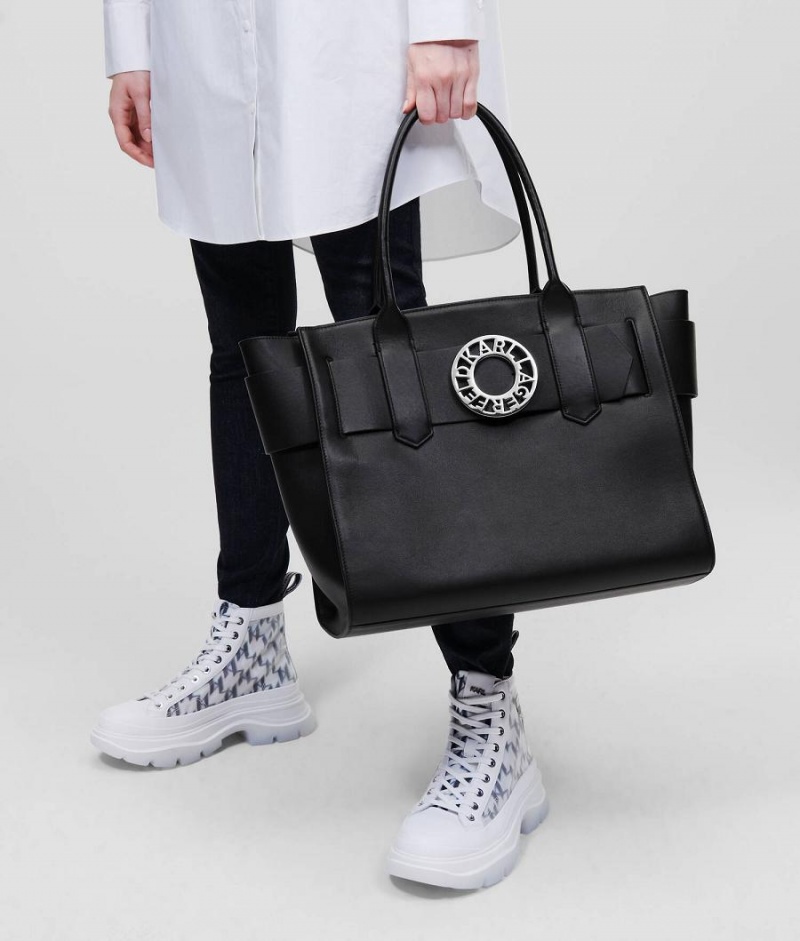 Torby Tote Damskie Karl Lagerfeld K/DISK LARGE Czarne | PL FM2338