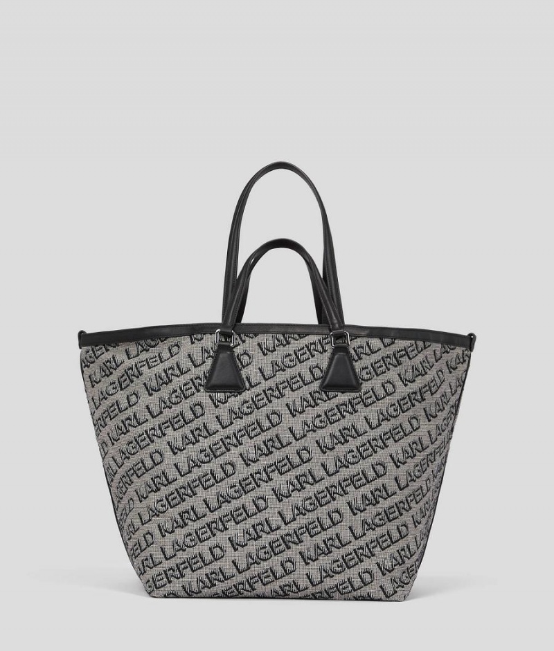 Torby Tote Damskie Karl Lagerfeld K/ESSENTIAL JACQUARD Czarne | PL VD2355