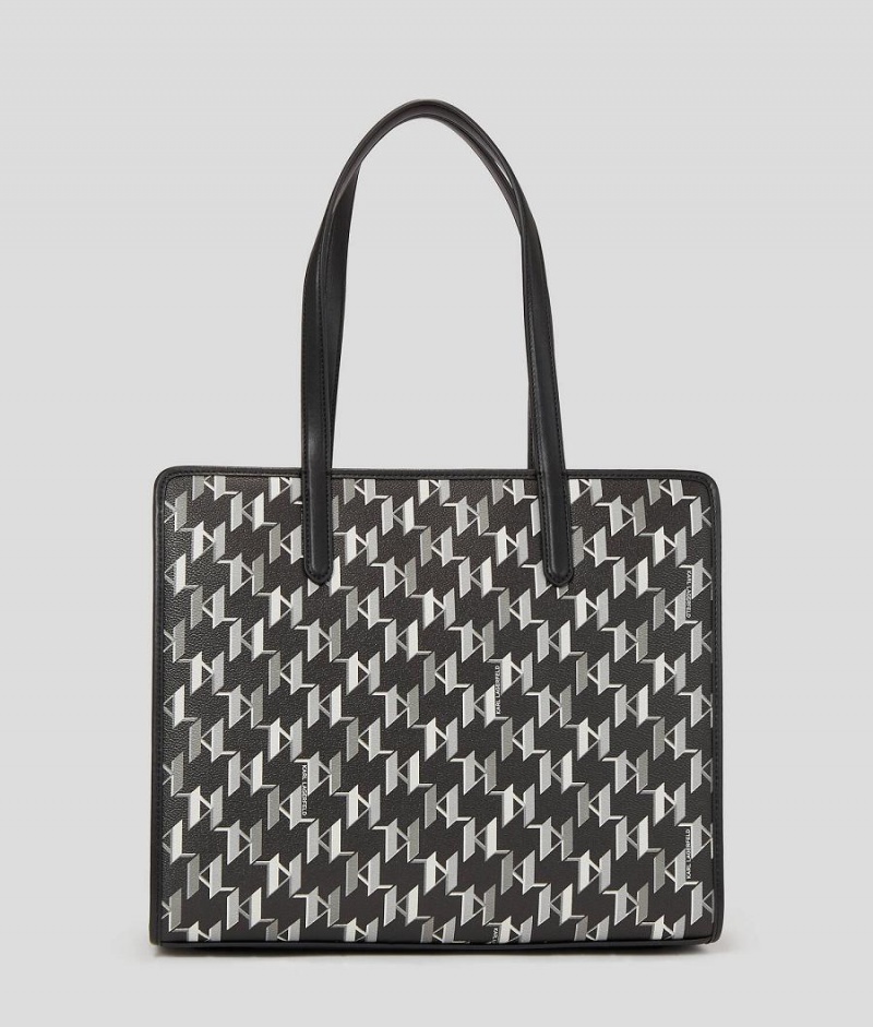 Torby Tote Damskie Karl Lagerfeld K/IKONIK MONOGRAM LARGE Czarne Białe | PL SO2340