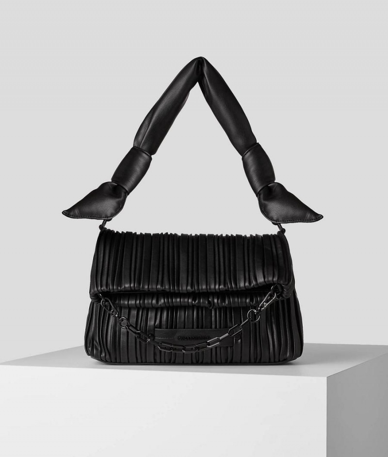 Torby Tote Damskie Karl Lagerfeld K/KUSHION SMALL FOLDED WITH KNOTTED HANDLE Czarne | PL IS2344