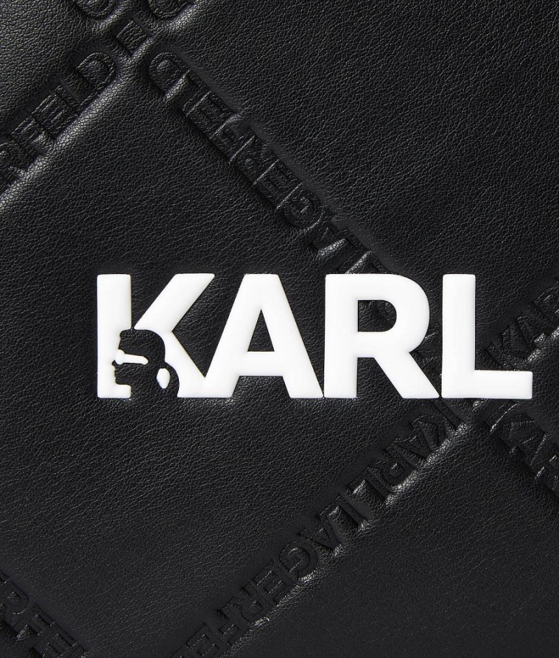 Torby Tote Damskie Karl Lagerfeld K/SKUARE EMBOSSED Czarne | PL QZ2325