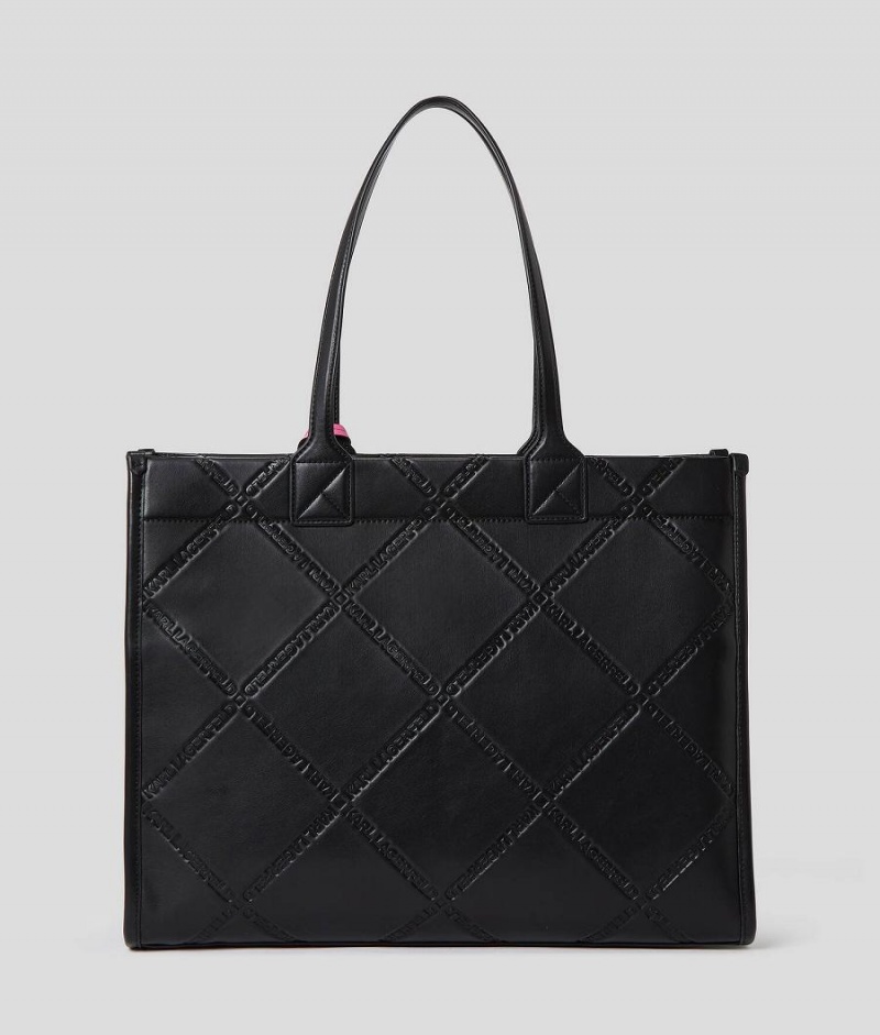 Torby Tote Damskie Karl Lagerfeld K/SKUARE EMBOSSED Czarne | PL QZ2325