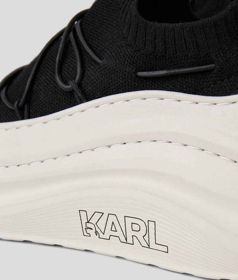 Trampki Męskie Karl Lagerfeld Chase Knit Sock Trainer Czarne | PL RW4040