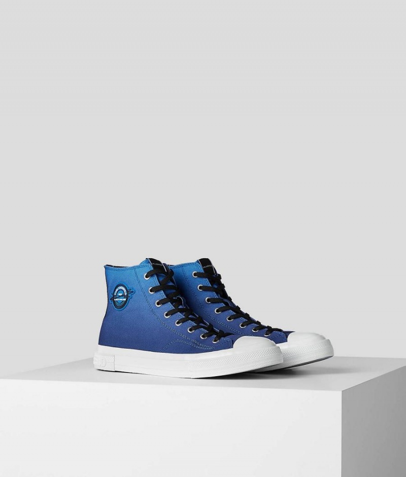 Trampki Męskie Karl Lagerfeld Kampus III Planet Logo High-Top Niebieskie | PL SO4032