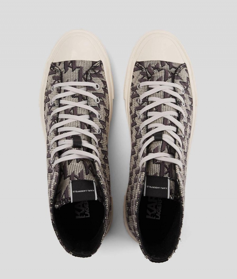 Trampki Męskie Karl Lagerfeld Kampus III Monogram High Top Głęboka Szare Czarne | PL IS4036