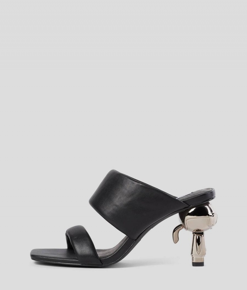 Wysokie Obcasy Damskie Karl Lagerfeld Ikon Heel 2-Paskiem Sandal Czarne | PL YU3343